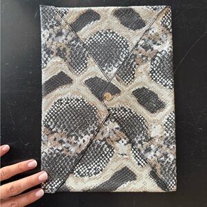 Kelly Wynne Snake Print Envelope Clutch